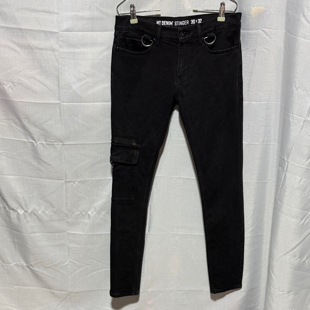 Hot Topic HT Denim Stinger Rocker Skinny Cargo Jeans EUC